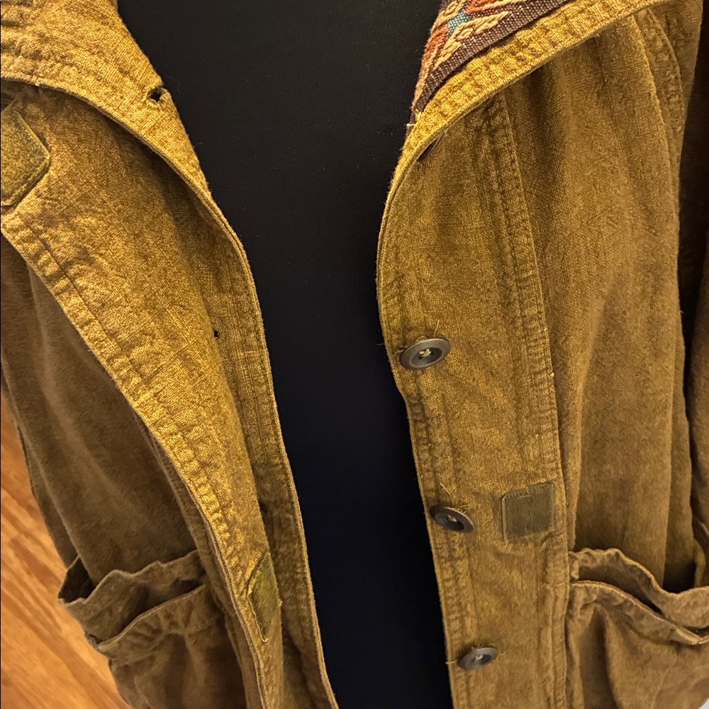 Free People Jayde Mustard Linen Safari Bomber Jacket Small 44” Chest $168 NWOT - Picture 13 of 15